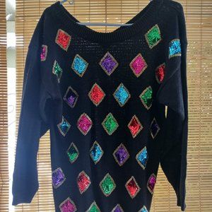 NEW Barbara Scott Black Sequence  Sweater